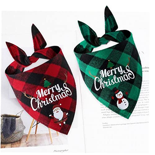 Froiny 2 Pcs Navidad Perro Pañuelo Clásico Celose Mascota Bufanda Triángulo Babero Feliz Navidad Santa Muñeco Nieve Impresión Mascota Pandana para Perro Gato Mascotas