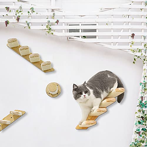 FUMENG Juguete de la Pared del Gato, 4 Pasos Gato Sube Las escaleras, Cat Rasguño Escalera Estante Muebles para Mascotas para Gato Escalada Jugar Tumbonado,A