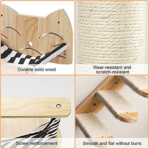 FUMENG Juguete de la Pared del Gato, 4 Pasos Gato Sube Las escaleras, Cat Rasguño Escalera Estante Muebles para Mascotas para Gato Escalada Jugar Tumbonado,A