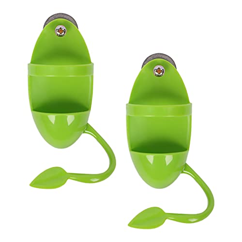 Fyfjur 2 Piezas de Soporte de Hueso de Sepia para Loros y Pájaros con Perchas, Soportes de Alimentación para Huesos de Sepia, Hueso de Sepia con Soporte, Contenedor de Mijo de Frutas y Verduras