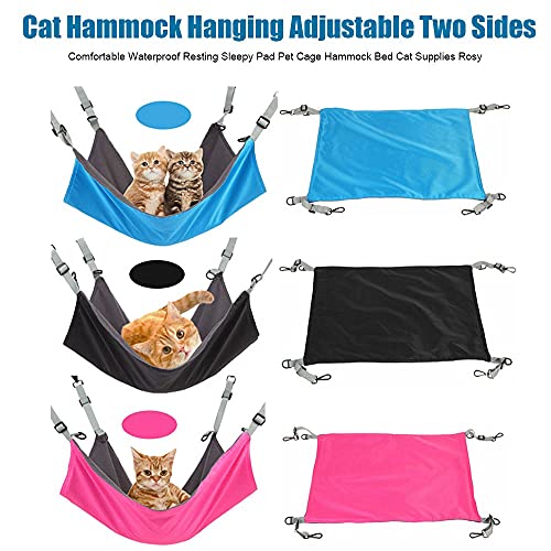 Gato Hamaca Colgante Ajustable Dos Lados Cómodo Impermeable Descanso Almohadilla para Dormir Jaula para Mascotas Hamaca Cama Suministros para Gatos Negro Negro