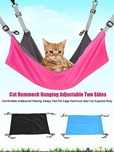 Gato Hamaca Colgante Ajustable Dos Lados Cómodo Impermeable Descanso Almohadilla para Dormir Jaula para Mascotas Hamaca Cama Suministros para Gatos Negro Negro