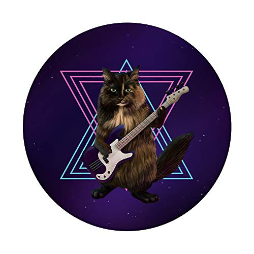 Gato tocando el bajo. Kitty músico de rock PopSockets PopGrip: Agarre intercambiable para Teléfonos y Tabletas
