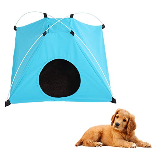 Gcgg Cama De Tienda De Campaña Cama Portátil Plegable Cata Cama Cama Portátil Perros Perros Pisita Pantera De Pista con Estera De Peluche Pequeño Animal Casa Jaula Azul