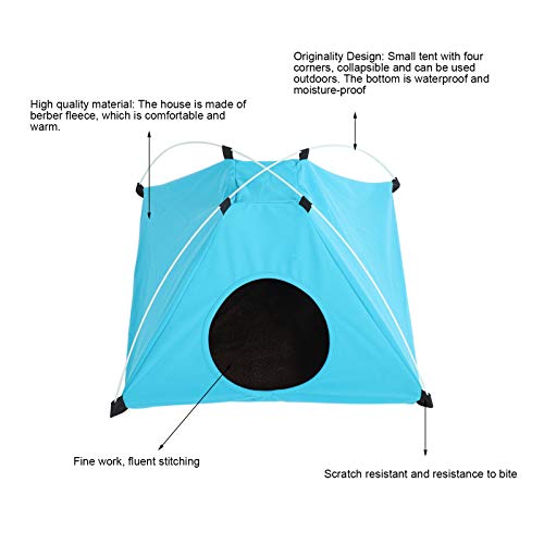 Gcgg Cama De Tienda De Campaña Cama Portátil Plegable Cata Cama Cama Portátil Perros Perros Pisita Pantera De Pista con Estera De Peluche Pequeño Animal Casa Jaula Azul