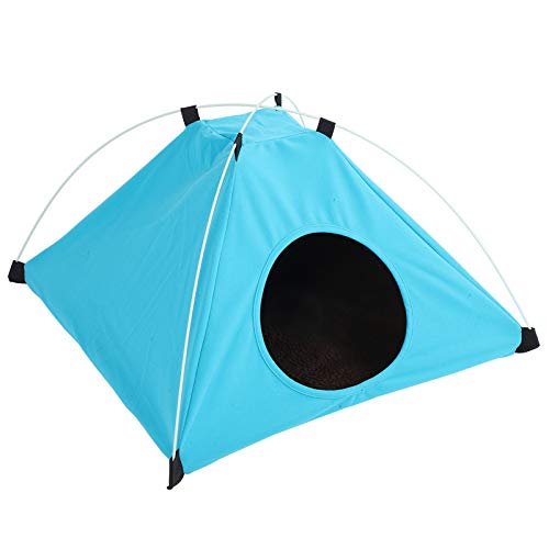 Gcgg Cama De Tienda De Campaña Cama Portátil Plegable Cata Cama Cama Portátil Perros Perros Pisita Pantera De Pista con Estera De Peluche Pequeño Animal Casa Jaula Azul