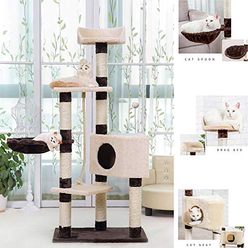 gengxinxin para Gatos con Árbol para Gatos Gatos Rascador con 2 Estilos 53in Cat Tree Cat Toys Árbol De Mascotas para Gatos Pet Tower Cats Toys Cat Scratchers Tree para Mascotas House Play-Style A