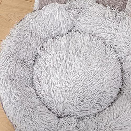 gfhdfg Cama esponjosa para Mascotas con Orejas de Gato,Lavable,cálida,de Terciopelo,para Perros,Redonda,calmante,para Perros,Gatitos,Cachorros,Nido para Dormir con Fondo Antideslizante(S Amarillo)