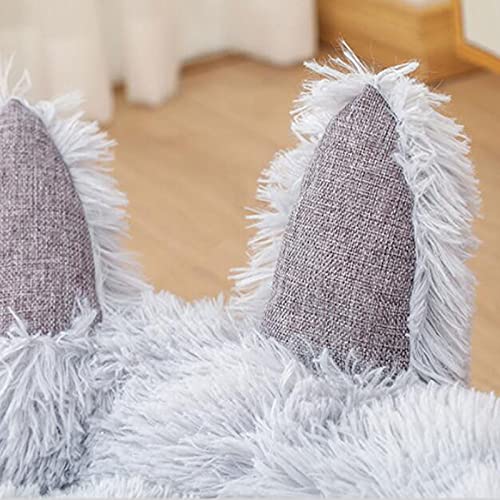 gfhdfg Cama esponjosa para Mascotas con Orejas de Gato,Lavable,cálida,de Terciopelo,para Perros,Redonda,calmante,para Perros,Gatitos,Cachorros,Nido para Dormir con Fondo Antideslizante(S Amarillo)