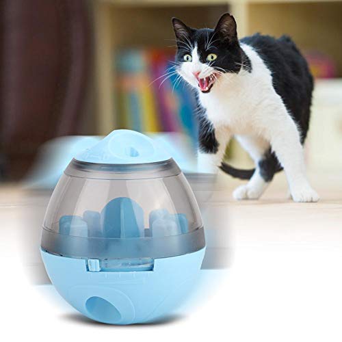 GOTOTOP Comedero Lento para Mascotas, Juguete de dispensación de Tratamiento Lento, Bola de Entrenamiento de Inteligencia interactiva educativa para Cachorros, Perros y Gatos(Azul)