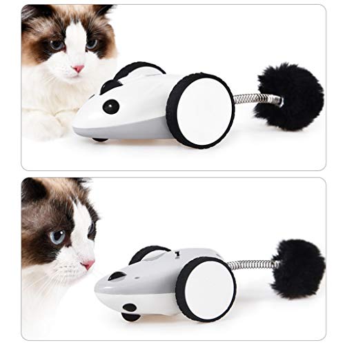 gqdlzgnyLL Gato Divertido Ratón Eléctrico Racer Automático Irregular Movimiento 360 ° Rotación Juguete para Mascotas