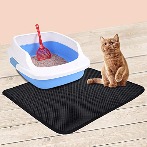 Grantien Alfombra De Camada Cat, Plegable,Fácil De Limpiareva Doble Gato Gato Alfombra De Arena Gato Colección De Arena Almohadilla Negra XS 33 X 47Cm