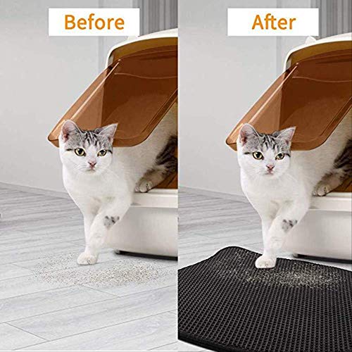 Grantien Alfombra De La Caja De La Basura del Gato,La Almohadilla Diseño De La Caja Azul Diseño del Gato De La Miel Li Tter Mateva Gato Ester Negro 30 X 30Cm