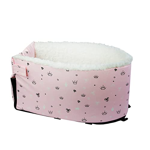 HAOHON Portador de Coche PortáTil para Perros Asiento Elevador Antideslizante para Mascotas CajóN Antideslizante para el Reposabrazos del Coche Caja para Nido Casa Rosa