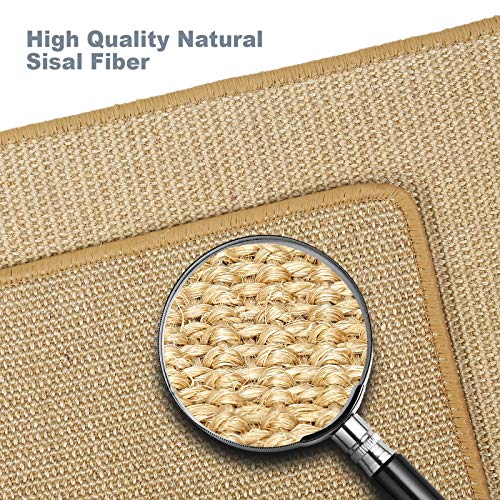 HAPPY HACHI Alfombrilla Rascadora para Gatos Sisal Natural 30x40 cm, Alfombra Antideslizante para Dormir, Cuidado Uñas Gato Adultos Pequeña Protege Alfombras Sofás, Marrón