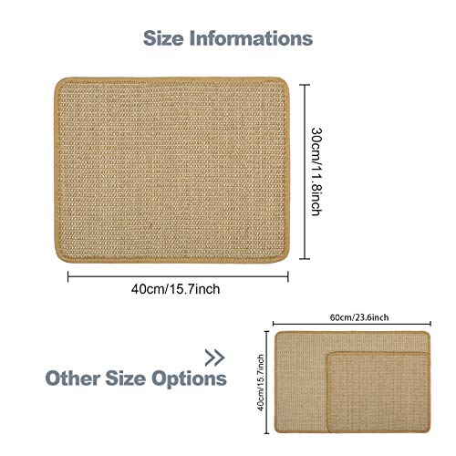 HAPPY HACHI Alfombrilla Rascadora para Gatos Sisal Natural 30x40 cm, Alfombra Antideslizante para Dormir, Cuidado Uñas Gato Adultos Pequeña Protege Alfombras Sofás, Marrón