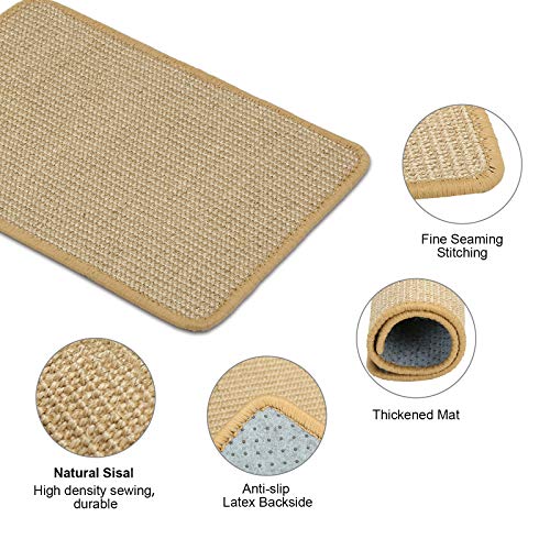 HAPPY HACHI Alfombrilla Rascadora para Gatos Sisal Natural 30x40 cm, Alfombra Antideslizante para Dormir, Cuidado Uñas Gato Adultos Pequeña Protege Alfombras Sofás, Marrón