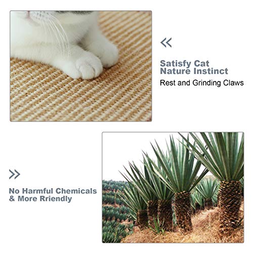 HAPPY HACHI Alfombrilla Rascadora para Gatos Sisal Natural 30x40 cm, Alfombra Antideslizante para Dormir, Cuidado Uñas Gato Adultos Pequeña Protege Alfombras Sofás, Marrón