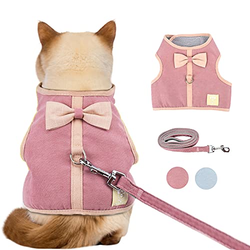 Havenfly Arnés y Correa para Perros, Juego de arnés de Malla Dulce para Cachorros y Gatos, Chaqueta de Cachorro respiratoria Juego de Exterior Ajustable arnés con Tira (A-Red, L)
