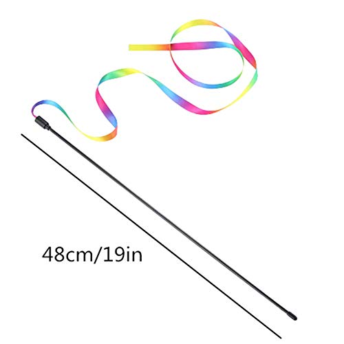 HEELPPO Juguetes para Gatos Juguetes De Plumas para Gatos Teaser para Gatos Gatos Varita MáGica Juguetes Gatos Juguetes De CañA De Pescar con Tiras De Tela De Arco Iris Juguetes Interactivos