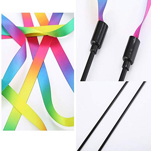 HEELPPO Juguetes para Gatos Juguetes De Plumas para Gatos Teaser para Gatos Gatos Varita MáGica Juguetes Gatos Juguetes De CañA De Pescar con Tiras De Tela De Arco Iris Juguetes Interactivos