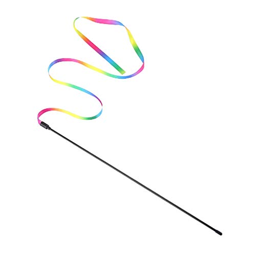 HEELPPO Juguetes para Gatos Juguetes De Plumas para Gatos Teaser para Gatos Gatos Varita MáGica Juguetes Gatos Juguetes De CañA De Pescar con Tiras De Tela De Arco Iris Juguetes Interactivos