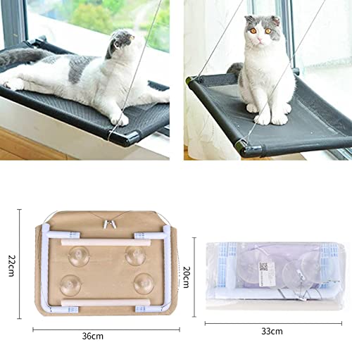 HENGBIRD Hamaca para ventana con potente ventosa, silla para gatos con ventosa, hamaca para gatos, hamaca para mascotas desmontable y fácil de limpiar