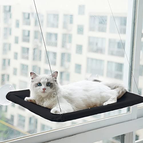 HENGBIRD Hamaca para ventana con potente ventosa, silla para gatos con ventosa, hamaca para gatos, hamaca para mascotas desmontable y fácil de limpiar