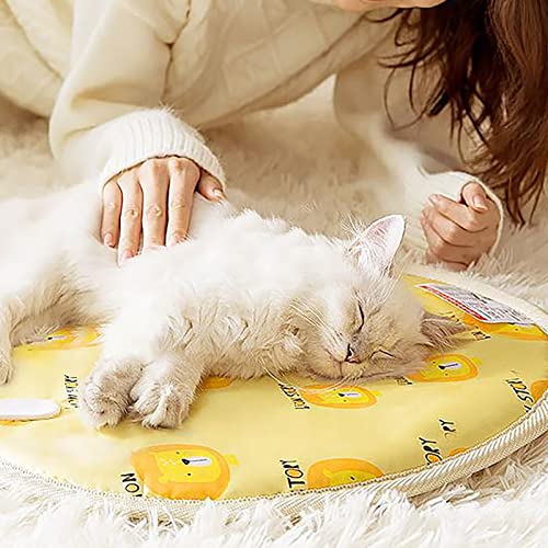 HGML Almohadilla Térmica para Mascotas, Alfombra Térmica Impermeable Interiores, Perros GatosAlmohadilla Térmica Eléctrica, Alfombra Térmica Apagado Automático Round Bear-M
