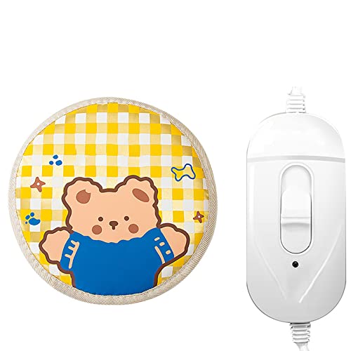 HGML Almohadilla Térmica para Mascotas, Alfombra Térmica Impermeable Interiores, Perros GatosAlmohadilla Térmica Eléctrica, Alfombra Térmica Apagado Automático Round Bear-M