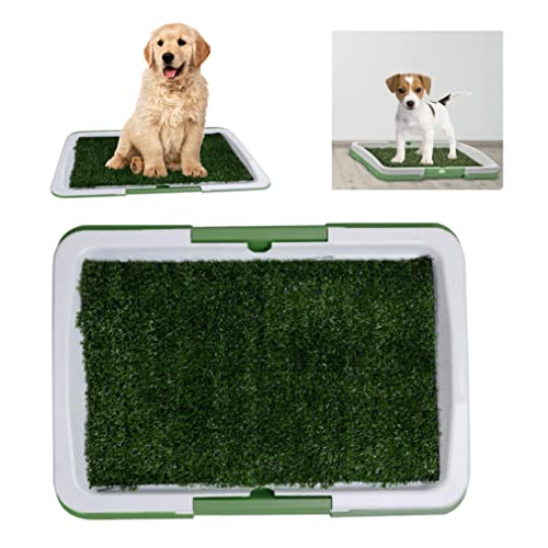 Hilai Entrenamiento De Perros Inodoro Perrito Pie Potty Pad Splash Prueba De Césped Artificial Almohadilla De Césped con Bandeja para Perros Tocador De Interior Cachorro De Entrenamiento