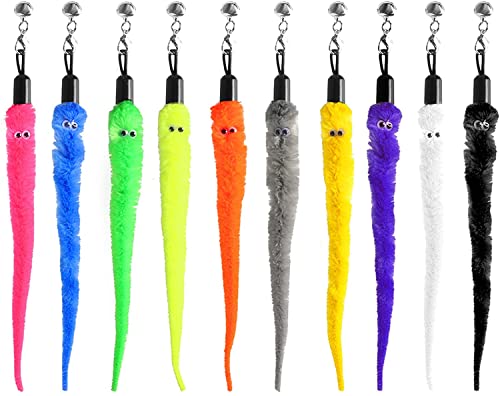 HirrWill Núcleos de repuesto para juguetes de palo de gato, 10 paquetes de juguetes de gusano para gatos, núcleos de repuesto para todo tipo de remolques de gatos y gatitos con campanas