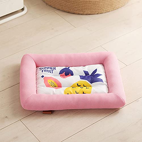 HYISHION Alfombrilla Refrescante para Perros Gatos, XL 80 * 65cm Alfombra Refrescante Refrigeración Automática, Alfombra de Enfriamiento Manta en Verano para Perros Gatos,Rosado,M
