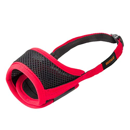 IREENUO Bozales para Perros con Lazo Ajustable Tela Suave de Malla Transpirable Prevenir para Morder, Ladrar y Comer
