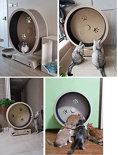 JeeKoudy Cancha De Cinta Redonda con Rueda De Fortuna, Gato Ejercicio Muebles para Mascotas Torre Gato con Postes De Rasguños Casa De Pey Play Correr Ejecución Giro para Gatos Rueda De Movimiento