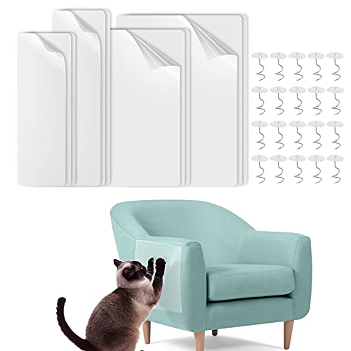 JJoexyfit 12 protectores de sofá para muebles de gato, protector de arañazos con 30 clavos en espiral para proteger muebles tapizados sofá