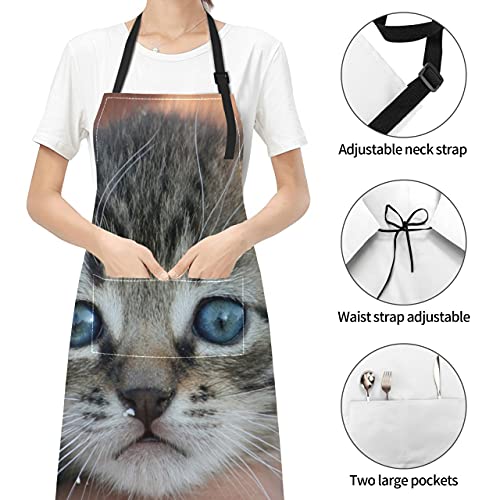 JOCHUAN Animal Gato Gatito Mascotas Gato Doméstico Tabby Gris Delantal Parrilla Para Hombre Animal Gato Gatito Mascotas Gato Doméstico Tabby Gris Corbata Ajustable Con Bolsillos Para Adult