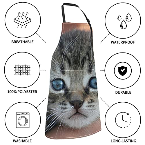 JOCHUAN Animal Gato Gatito Mascotas Gato Doméstico Tabby Gris Delantal Parrilla Para Hombre Animal Gato Gatito Mascotas Gato Doméstico Tabby Gris Corbata Ajustable Con Bolsillos Para Adult
