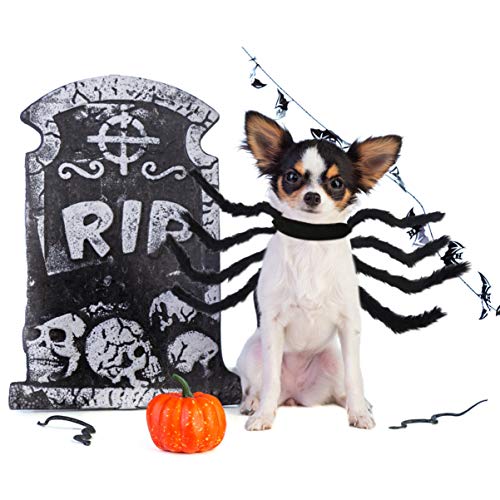 jojofuny Disfraz de Mascota Araña de Halloween Disfraz de Gato Araña Peluda Cosplay Ropa Negra Araña de Peluche Trajes Vestir para Perros Pequeños Perros Medianos Gatito L