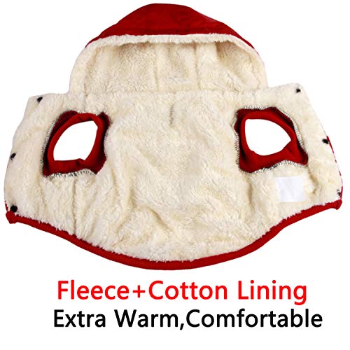 JoyDaog - Sudadera con capucha para perro con forro polar cálido en invierno, chaqueta con capucha para perros pequeños, color rojo, talla S