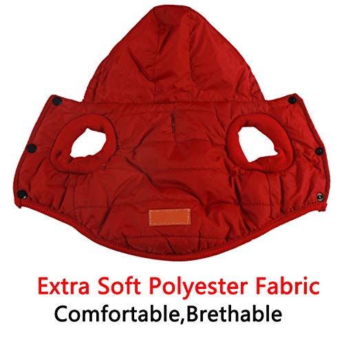 JoyDaog - Sudadera con capucha para perro con forro polar cálido en invierno, chaqueta con capucha para perros pequeños, color rojo, talla S
