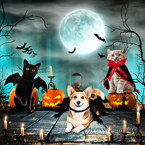 Juego de 3 Piezas Disfraces de Perro Gato de Halloween, Capa de Vampiro Bruja Alas Murciélago Mascota Accesorios de Disfraz de Mascotas Alas de Araña de Mascota de Imitación Gigante de Halloween