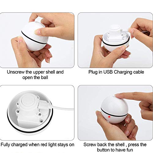 Juguete Interactivo para Gatos 360 Grados LED Que Brilla en Movimiento Juguete Eléctrico con Carga USB Gato Perro Jugando Bola Flash Rodante Juguete Automático de Rotación (Rojo)