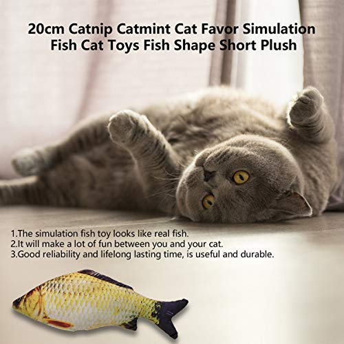 Juguete para Gatos con Forma de pez 20Cm Catnip Catmint Cat Favor Simulación Fish Cat Toys Poste rascador con Forma de pez Peluche Corto para Mascotas Suministros - Multicolor Crucian