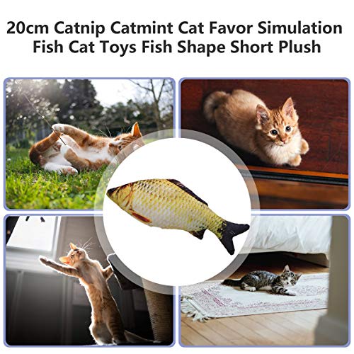 Juguete para Gatos con Forma de pez 20Cm Catnip Catmint Cat Favor Simulación Fish Cat Toys Poste rascador con Forma de pez Peluche Corto para Mascotas Suministros - Multicolor Crucian