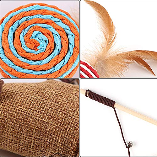 Juguete para Plumas de Gato, 7 Piezas Juguetes Interactivo Ratón, Natural de Plumas Gato Juguete, Juguete Gato Interactivo, para Juguetes Interactivos Mascotas con Gatos en Interiores y Exteriores