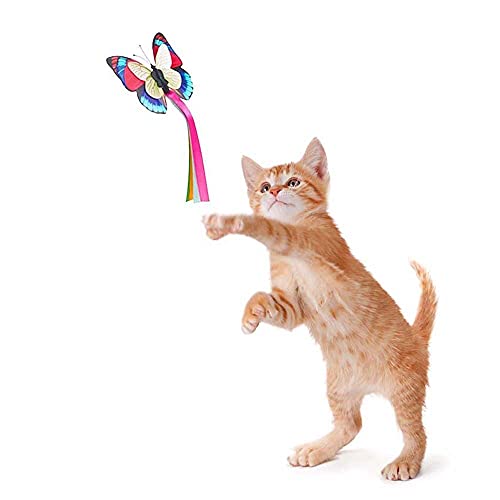 Juguetes interactivos para Gatos, Simulador de Vuelo Mariposa Respuesto Interactivo Giratorios del Gato de 360 ​​° para Gatos de Interior Jugando