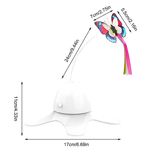Juguetes interactivos para Gatos, Simulador de Vuelo Mariposa Respuesto Interactivo Giratorios del Gato de 360 ​​° para Gatos de Interior Jugando