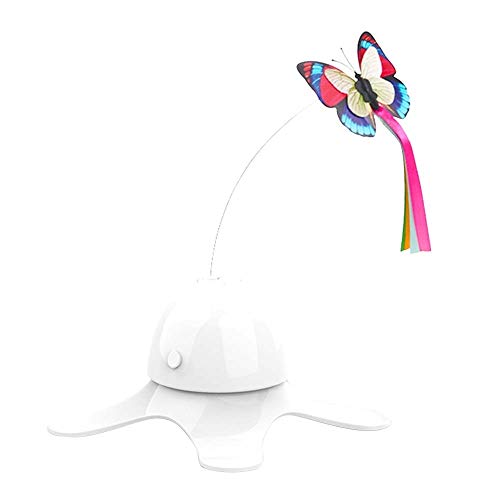 Juguetes interactivos para Gatos, Simulador de Vuelo Mariposa Respuesto Interactivo Giratorios del Gato de 360 ​​° para Gatos de Interior Jugando