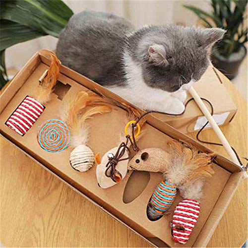 Juguetes para gatos Juego ratones Ratones divertidos lindos Juguete Varita juguete Pluma Perro Masticar Cuerda algodón natural Bolas chirriantes Huesos Cuerdas felpa Bola tira y afloja para gatito Ca